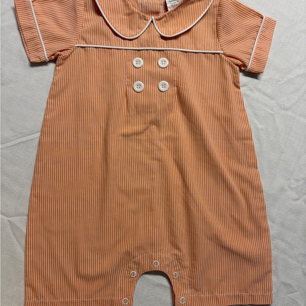 Striped Orange Baby Boy Romper Peter Pan Collar 18 months
